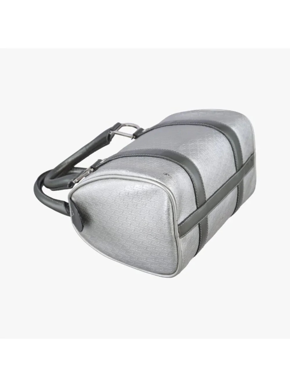 Dior Zucca Pattern Zucchino Glitter Logo Silver Gray Leather PZ Handbag
